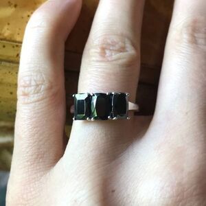 Natural Shungite Sterling Silver Ring Size 7